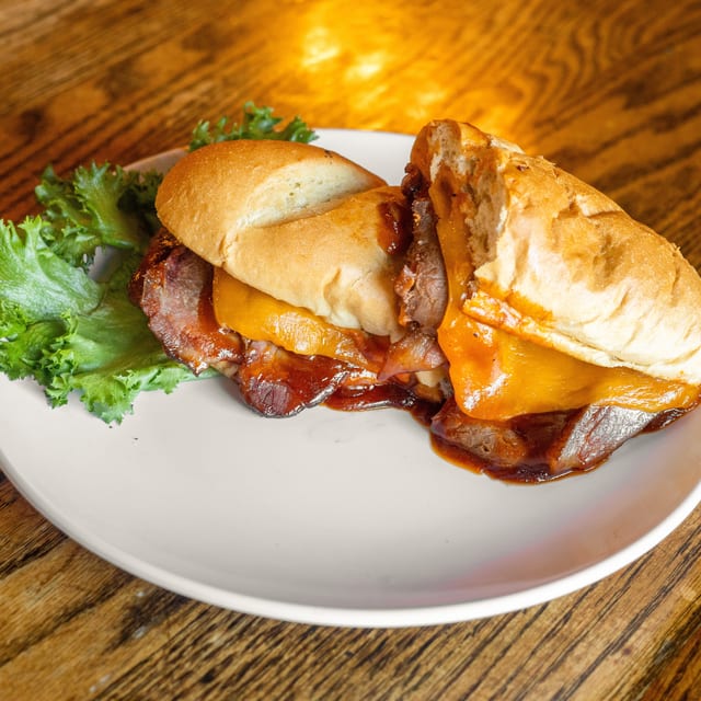 Spicy Smoked Brisket and Cheddar Sandwich.