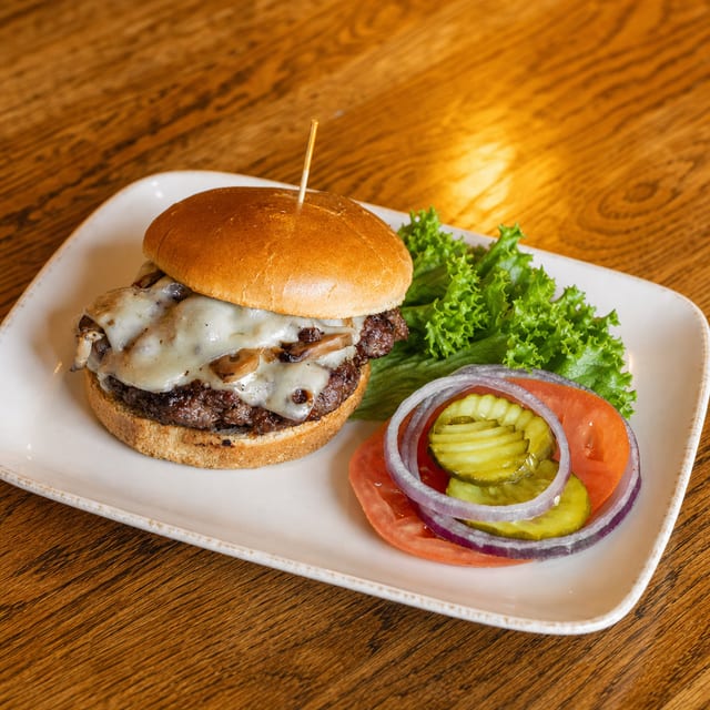 Mushroom & Swiss Burger.